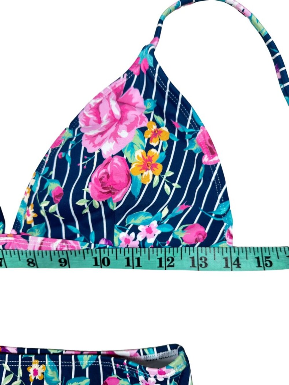 Cupshe Bikini Set Womens Large Striped Floral Two-Piece Swimwear High Waist NEW - Picture 5 of 13